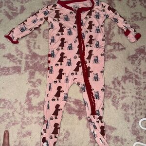 KicKee Baby Girl Layette Ruffle Footie Pajamas in Baby Rose Size 3-6 Month